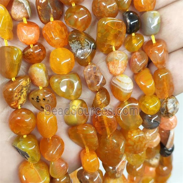 Natural Agate Chips Beads Freeform Orange Dye