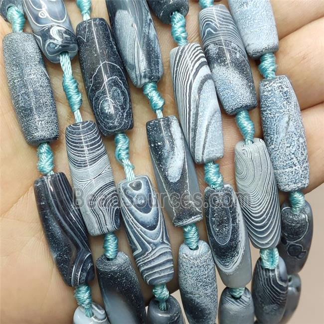 Stripe Agate Rice Beads Grayblue