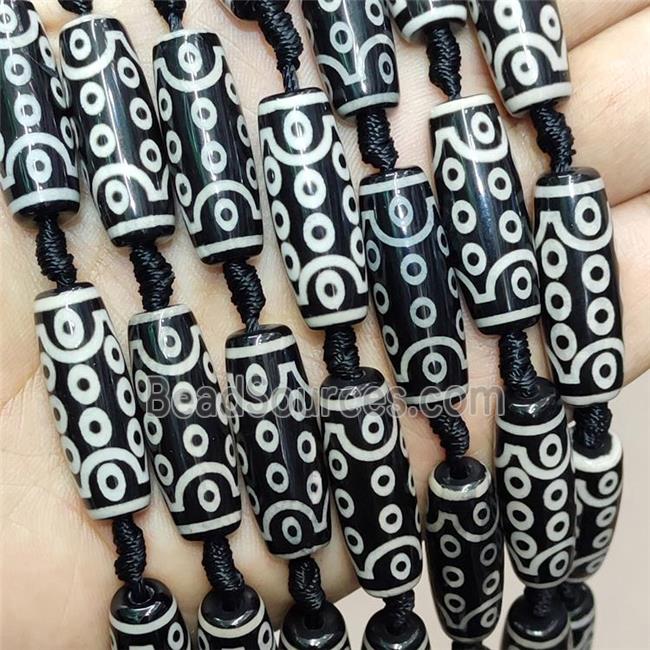 Tibetan Agate Rice Beads Evil Eye Black