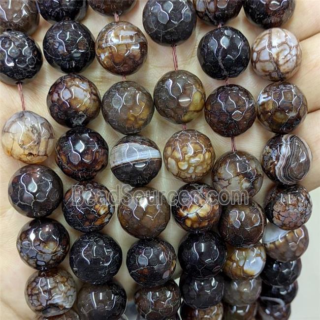 Deepcoffee Veins Agate Beads Dye Faceted Round