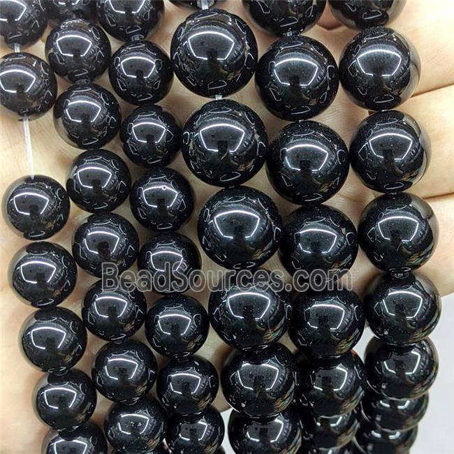 Black Onyx Agate Beads Smooth Round