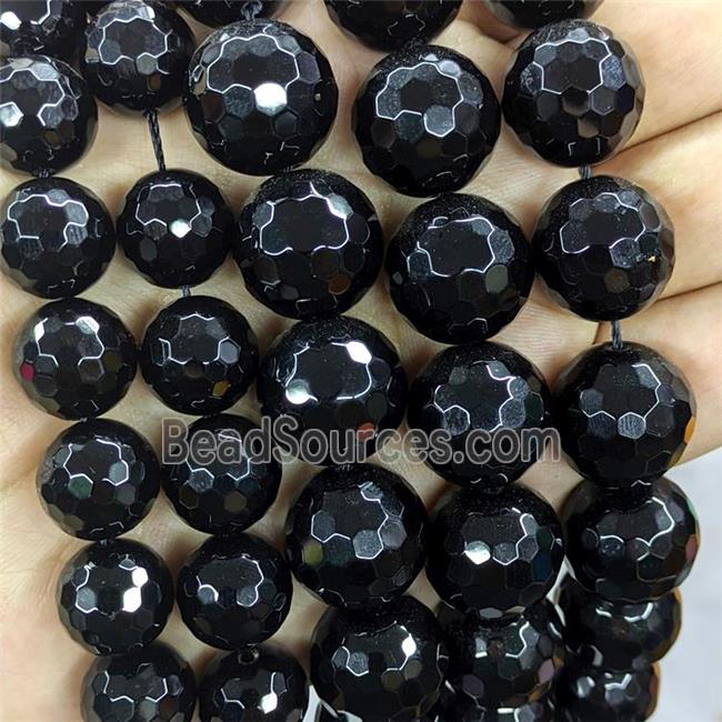 Black Onyx Agate Beads Faceted Round