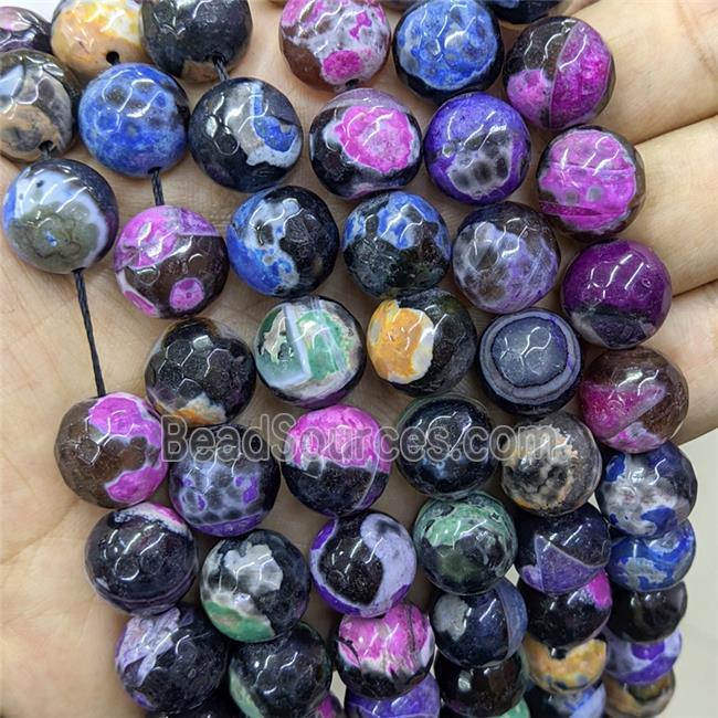 Natural Agate Beads Dye Mixed Color Faceted Round