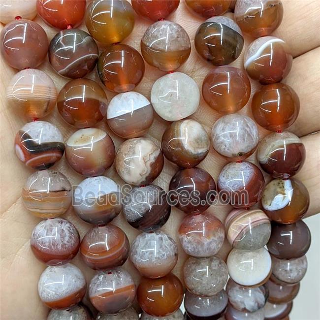 Natural Agate Druzy Beads Red Smooth Round