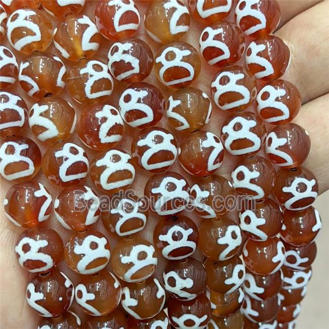 Tibetan Agate Beads Red Smooth Round