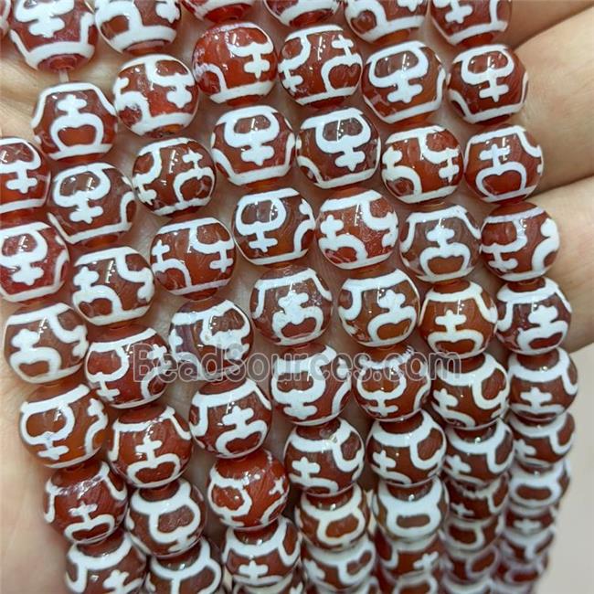 Tibetan Agate Beads Red Smooth Round