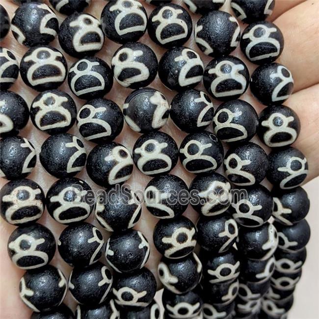 Tibetan Agate Beads Black Round