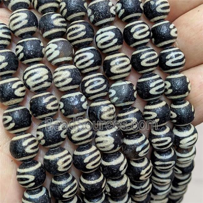 Tibetan Agate Beads Black Round