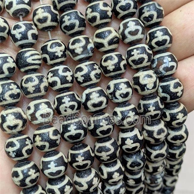 Tibetan Agate Beads Black Round