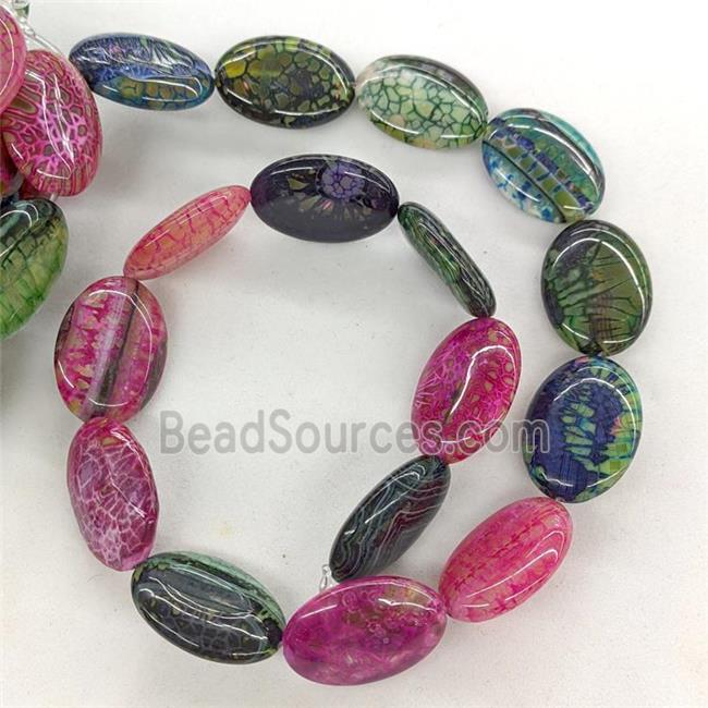 Natural Veins Agate Oval Beads Mixed Color Dye