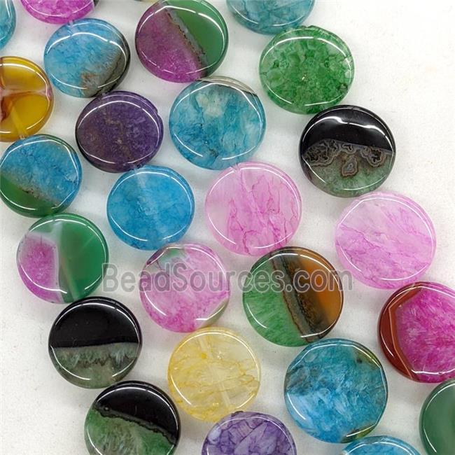 Agate Druzy Coin Beads Mixed Color Dye