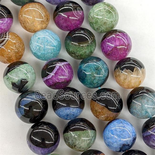 Natural Druzy Agate Round Beads Mixed Color Dye Smooth