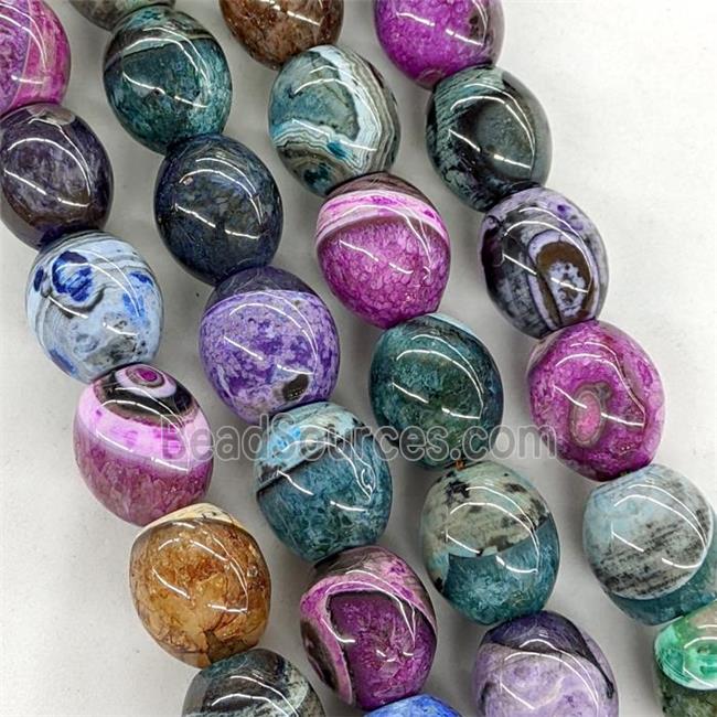 Natural Agate Barrel Beads Mixed Color Dye