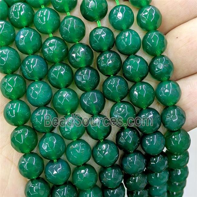 Natural Agate Beads Green Dye Faceted Round