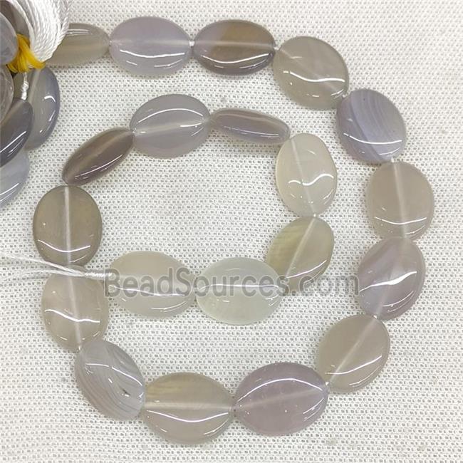 Natural Stripe Agate Oval Beads Gray