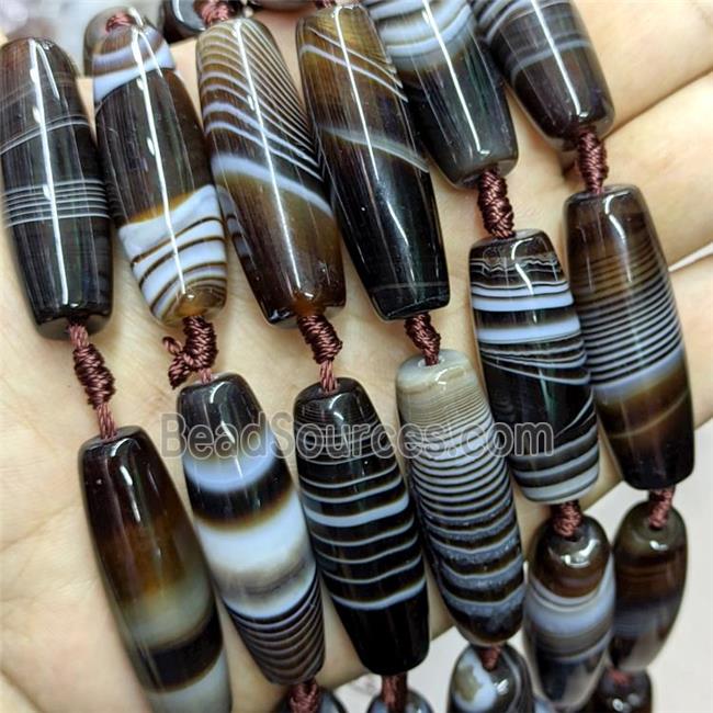 Natural Stripe Agate Rice Beads Banded Coffee