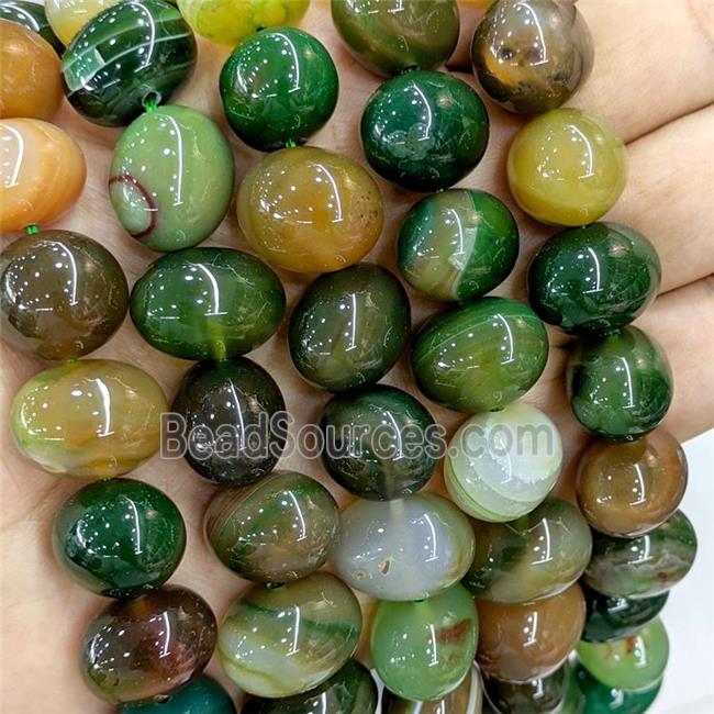 Natural Stripe Agate Egg Beads Green Dye