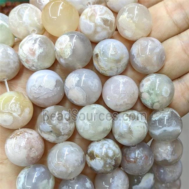 Natural Cherry Sakura Agate Beads Smooth Round