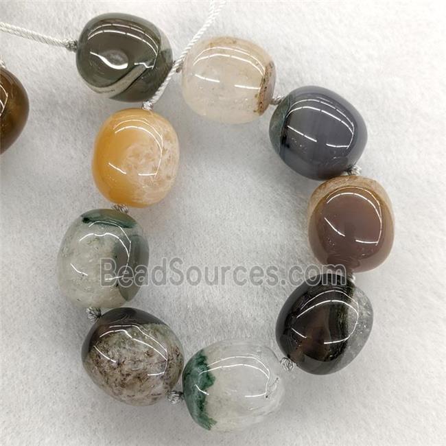 Natural Druzy Agate Barrel Beads