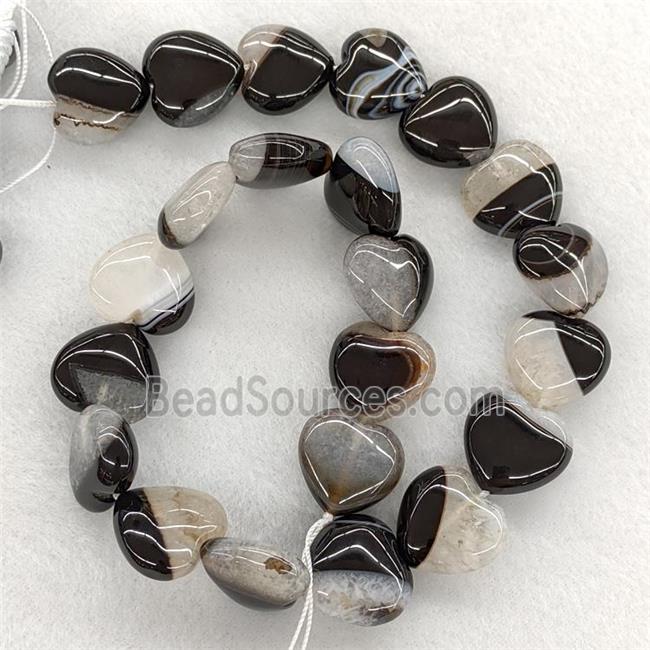 Natural Druzy Agate Heart Beads Black White