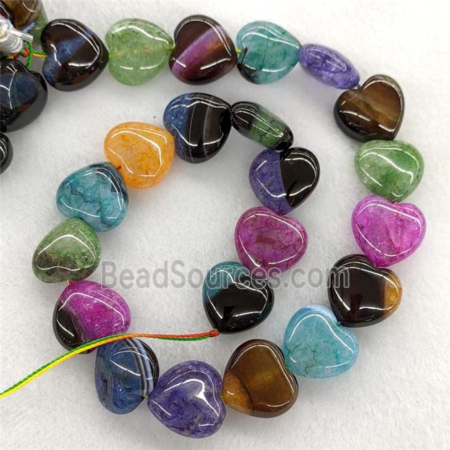 Natural Druzy Agate Heart Beads Mixed Color Dye