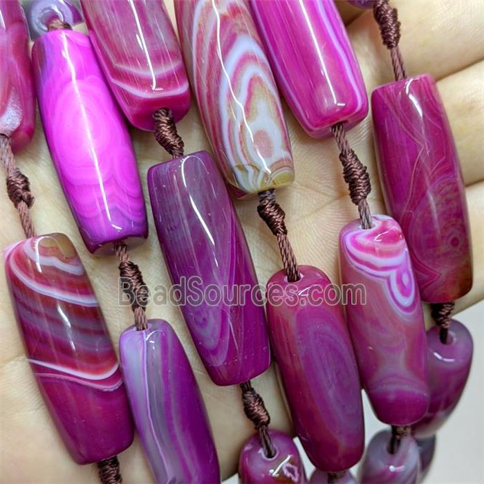 Stripe Agate Rice Beads Hotpink Dye