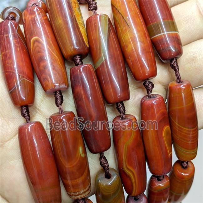 Stripe Agate Rice Beads Red Dye