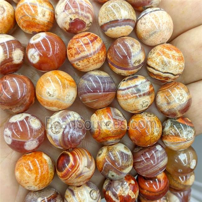 Natural Fire Agate Beads Red Smooth Round