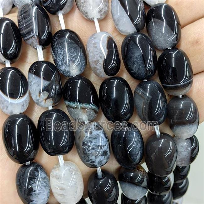 Natural Agate Druzy Barrel Beads White Black