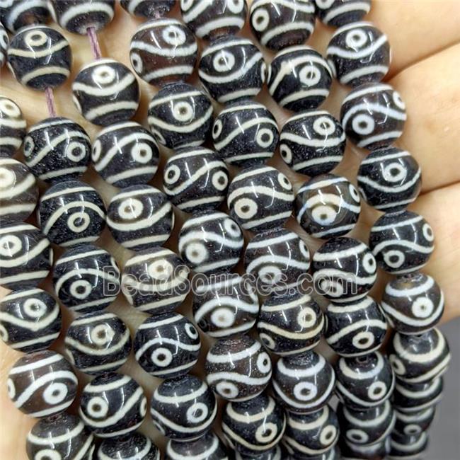 Tibetan Agate Beads Black Eye Smooth Round