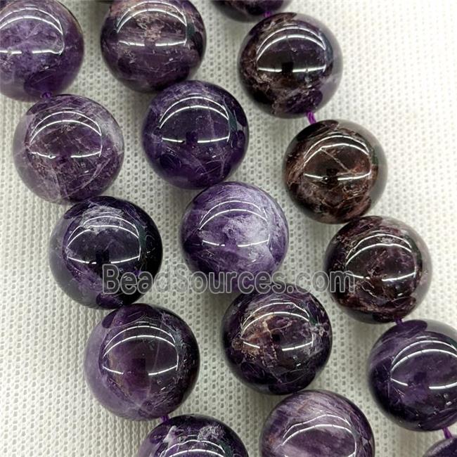 Natural Amethyst Beads Purple Smooth Round