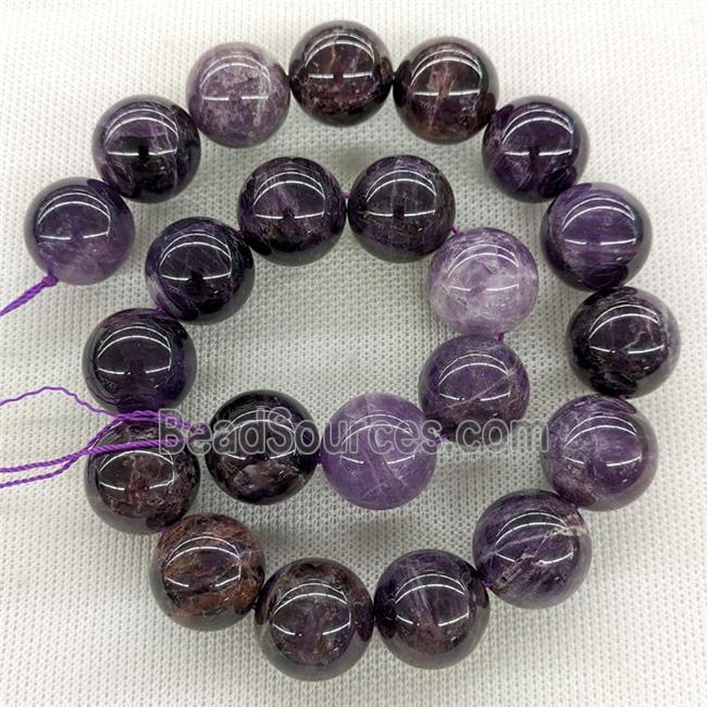 Natural Amethyst Beads Purple Smooth Round