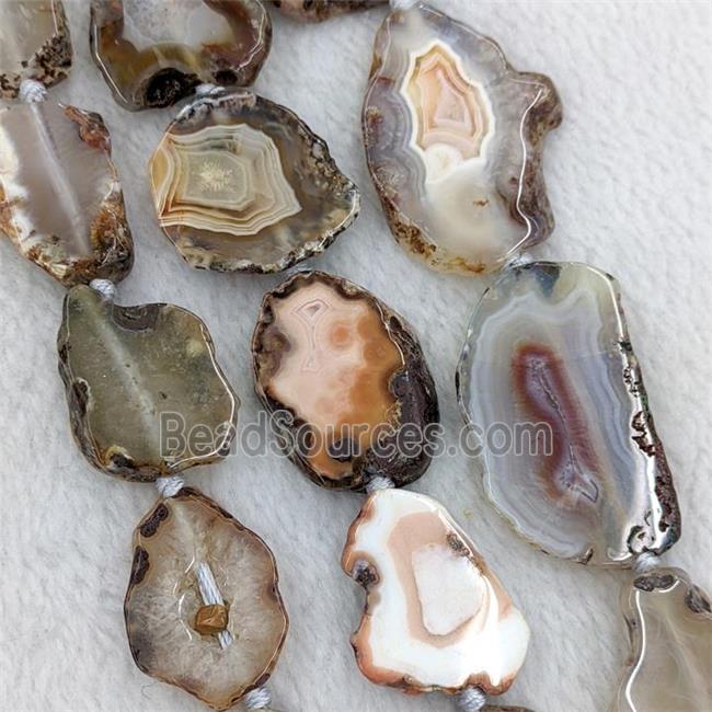 Natural Botswana Agate Slice Beads Gray Freeform