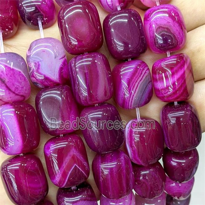 Natural Stripe Agate Tube Beads Hotpink Dye