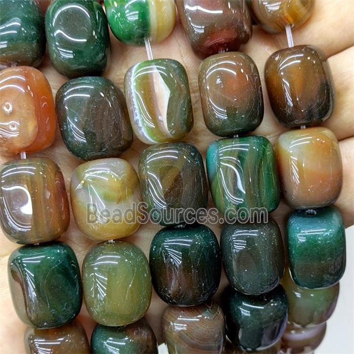 Natural Stripe Agate Tube Beads Redgreen Dye