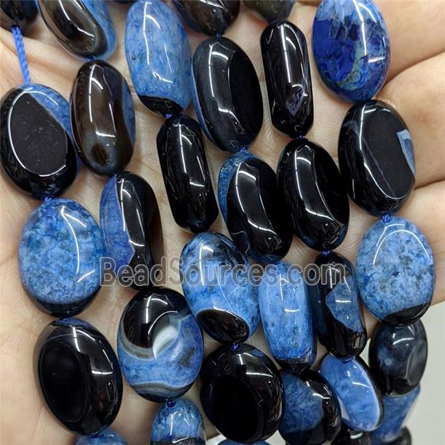 Blue Druzy Agate Oval Beads Dye