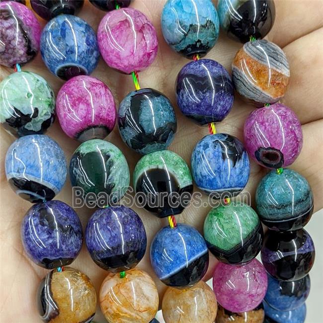 Natural Druzy Agate Barrel Beads Dye Mix Color