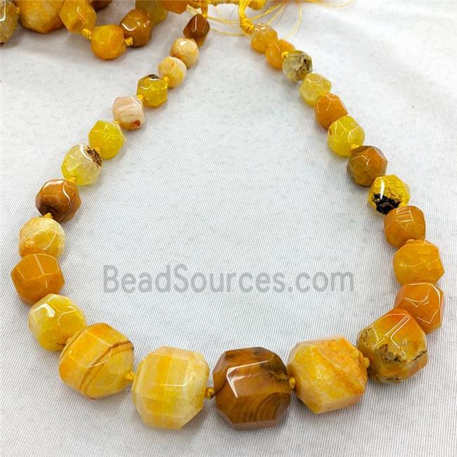 Natural Agate Graduated Beads Orange Dye Faceted Cube