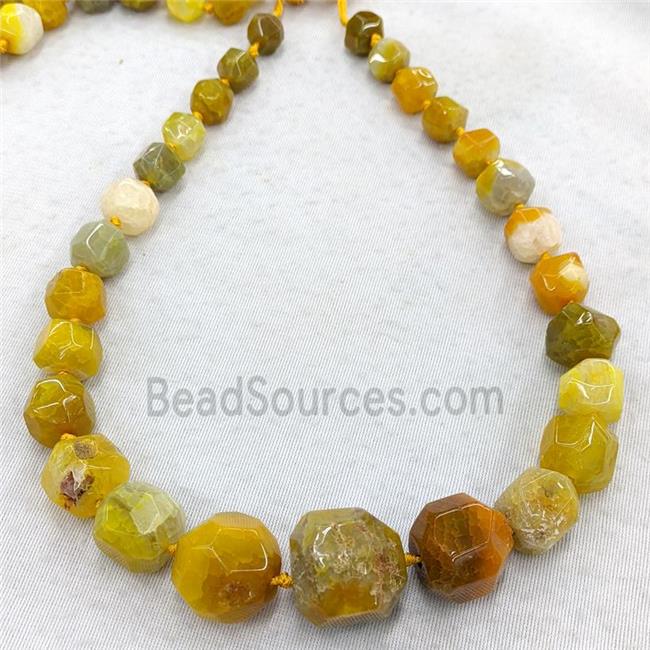 Natural Agate Graduated Beads Yellow Dye Faceted Cube