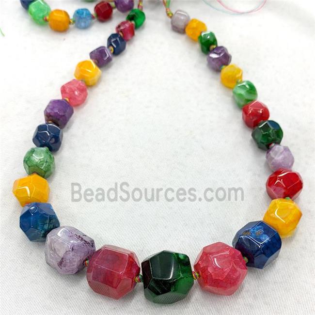 Natural Agate Graduated Beads Dye Faceted Cube Mix Color