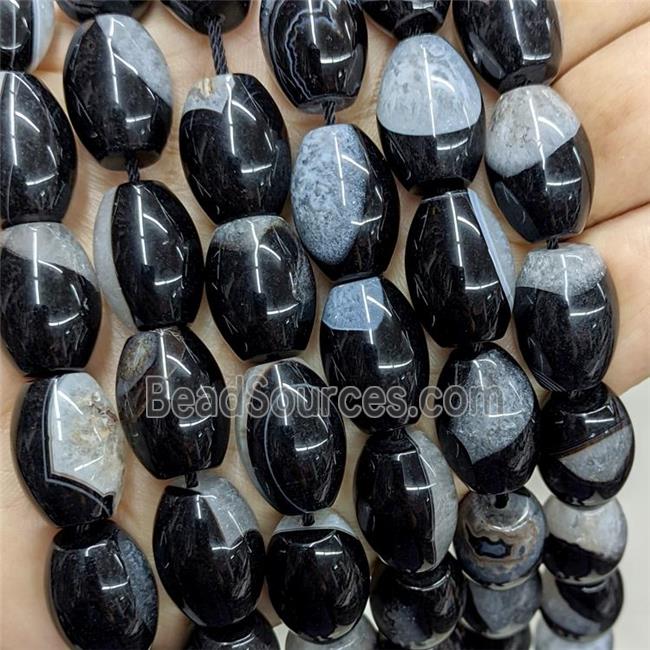 Druzy Agate Rice Beads Black Dye