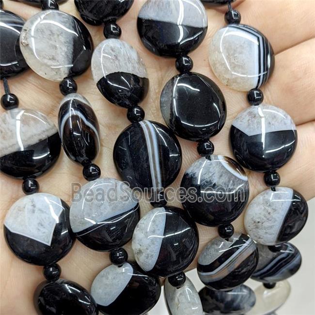 Druzy Agate Coin Beads Black Dye