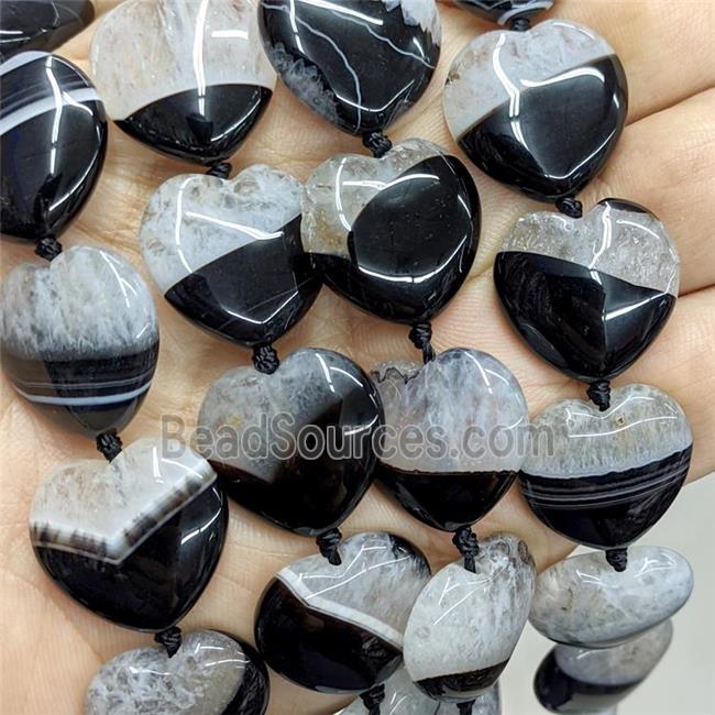 Druzy Agate Heart Beads Black Dye