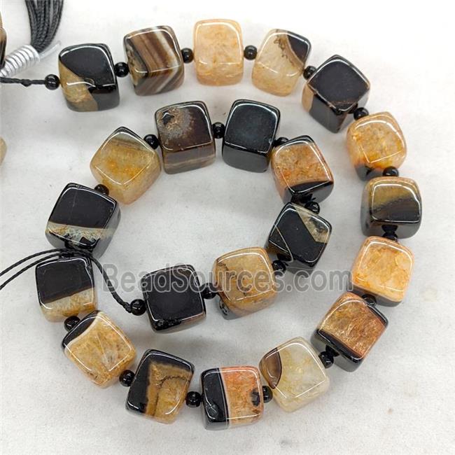 Natural Agate Druzy Cube Beads Orange Dye