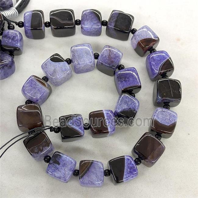 Natural Agate Druzy Cube Beads Purple Dye