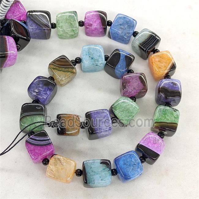 Natural Agate Druzy Cube Beads Dye Mixed Color