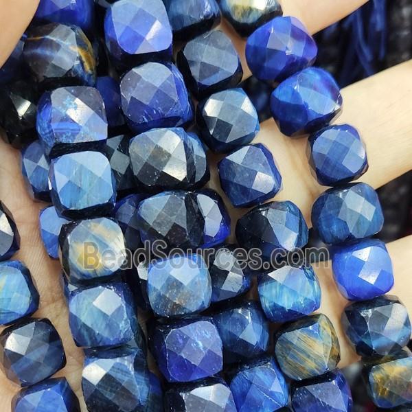 blue Tiger eye beads, faceted cube