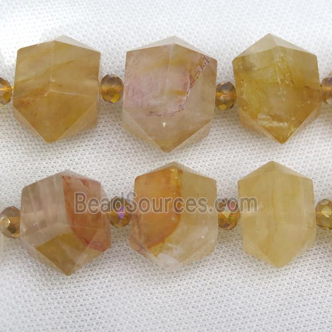 yellow Iron Quartz bullet beads