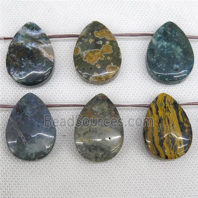 Ocean Agate teardrop beads, top-drilled