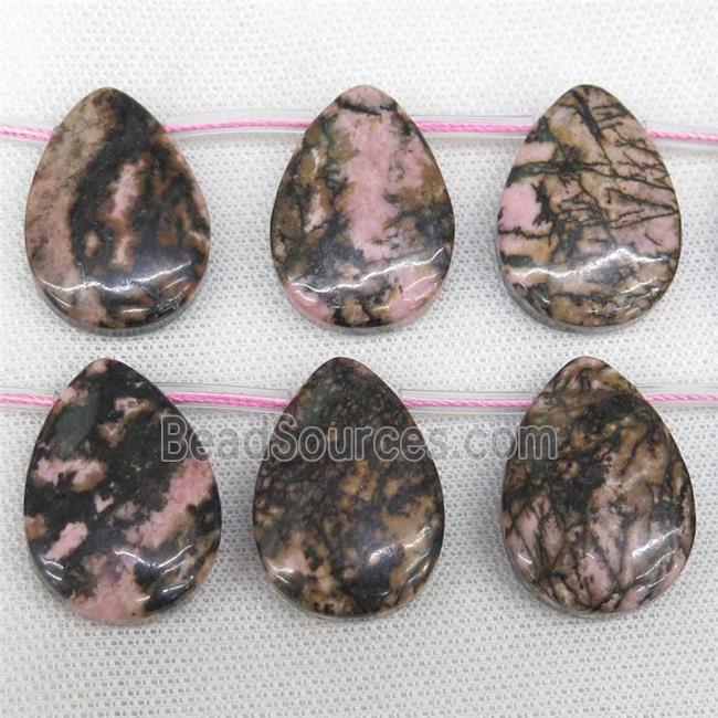 Rhodonite teardrop beads, topdrilled